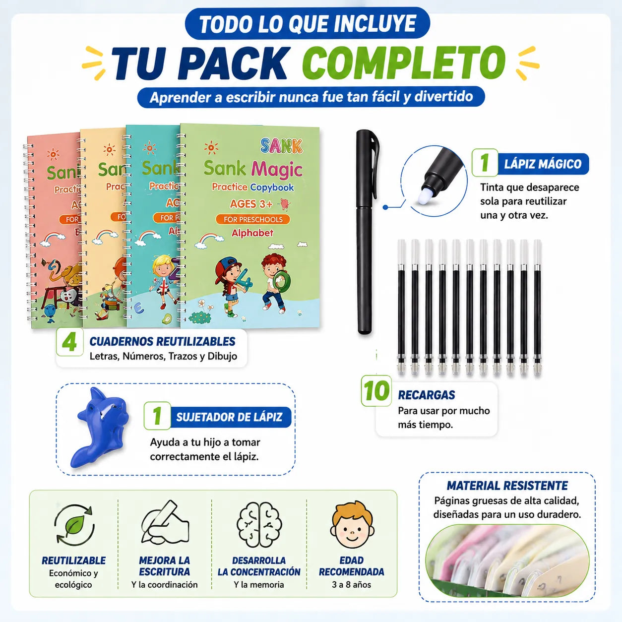 CUADERNO CALIGRAFÍA INTELIGENTE Ayuda a tu hijo a escribir mejor desde pequeño