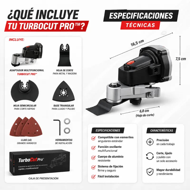 TURBOCUT PRO™ Convierte tu esmeril en una herramienta rápida y multifuncional