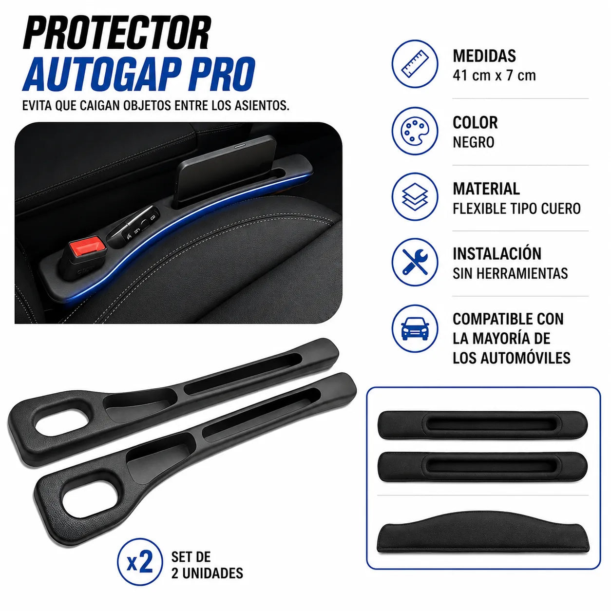 PROTECTOR AUTOGAP PRO Evita que tus objetos caigan entre los asientos