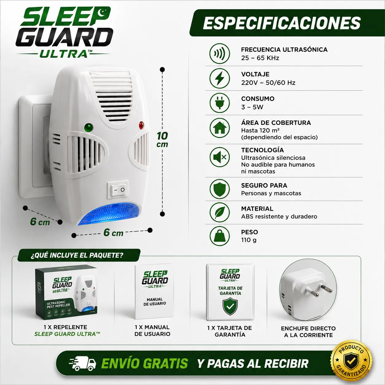 REPELENTE SLEEP GUARD ULTRA™ Duerme tranquilo sin molestias de plagas en casa
