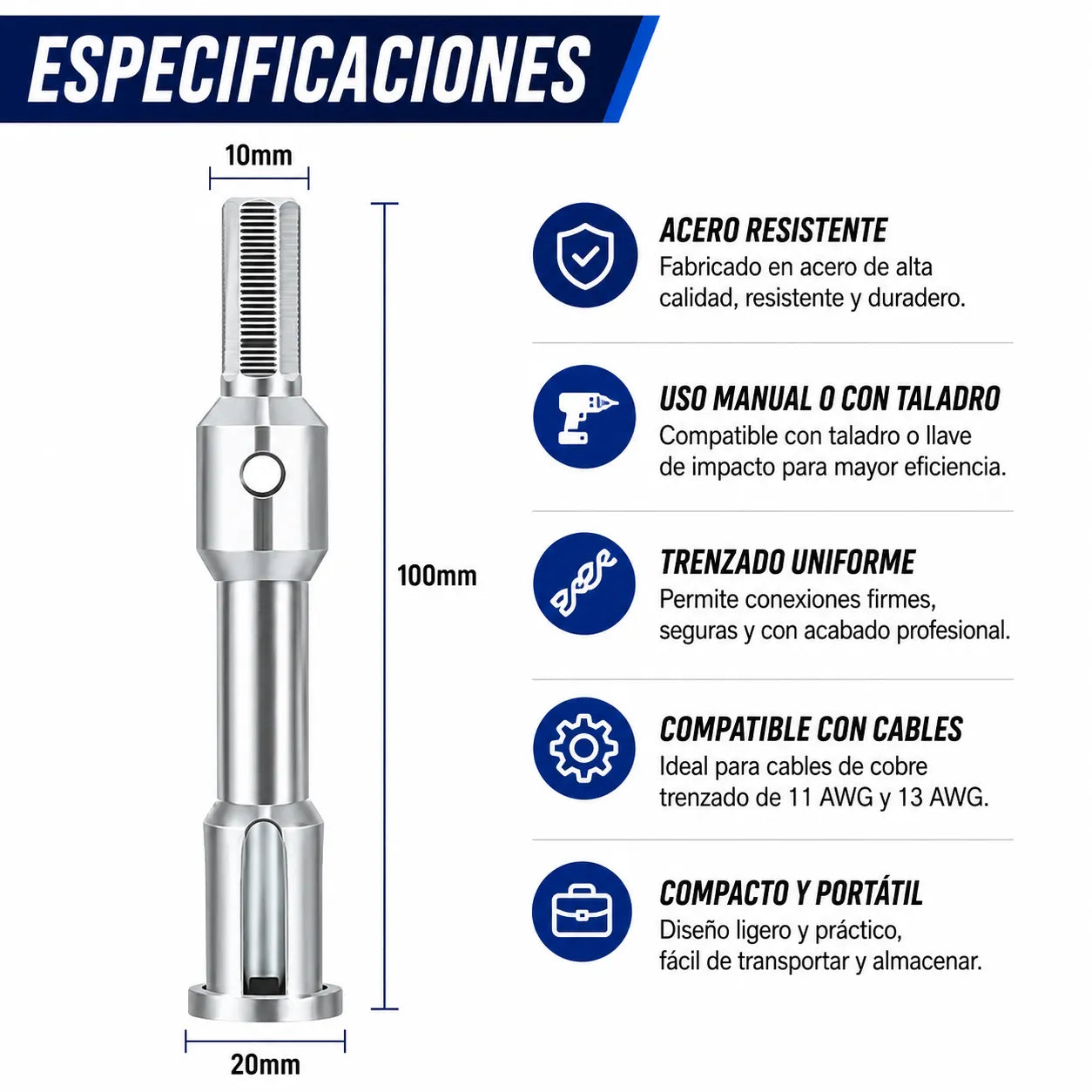 Adaptador CableMaster Pro™ Convierte tu taladro en un trenzador profesional para conexiones rápidas y limpias
