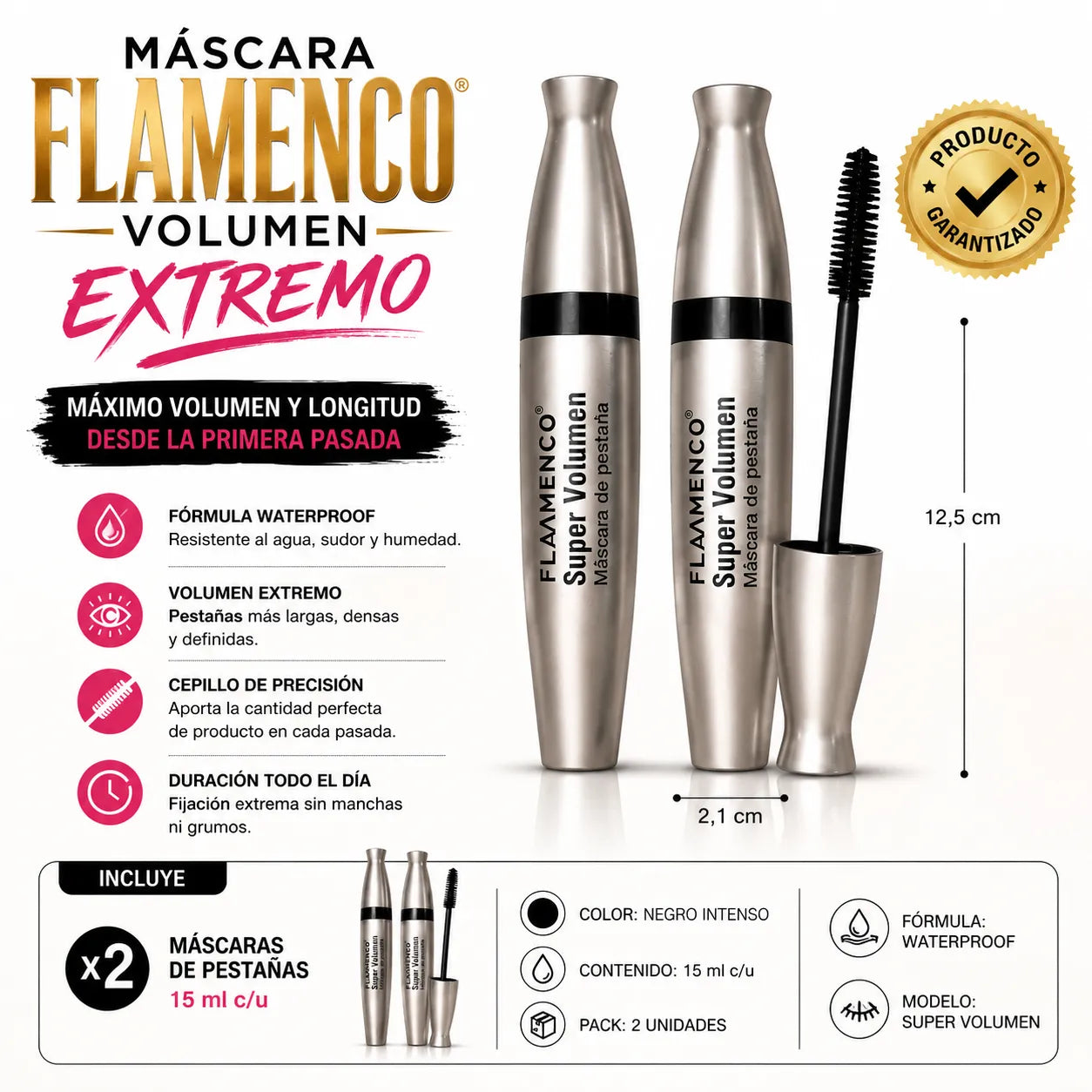 MÁSCARA FLAMENCO VOLUMEN EXTREMO Más impacto y longitud desde la primera pasada