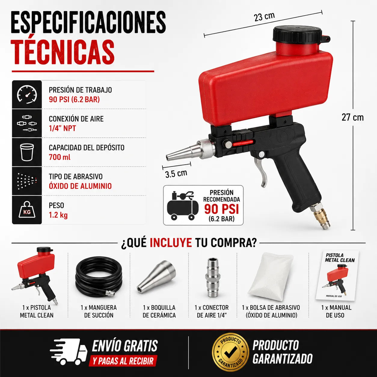 PISTOLA METALCLEAN™ Remueve oxido, restos de pintura y suciedad fácilmente