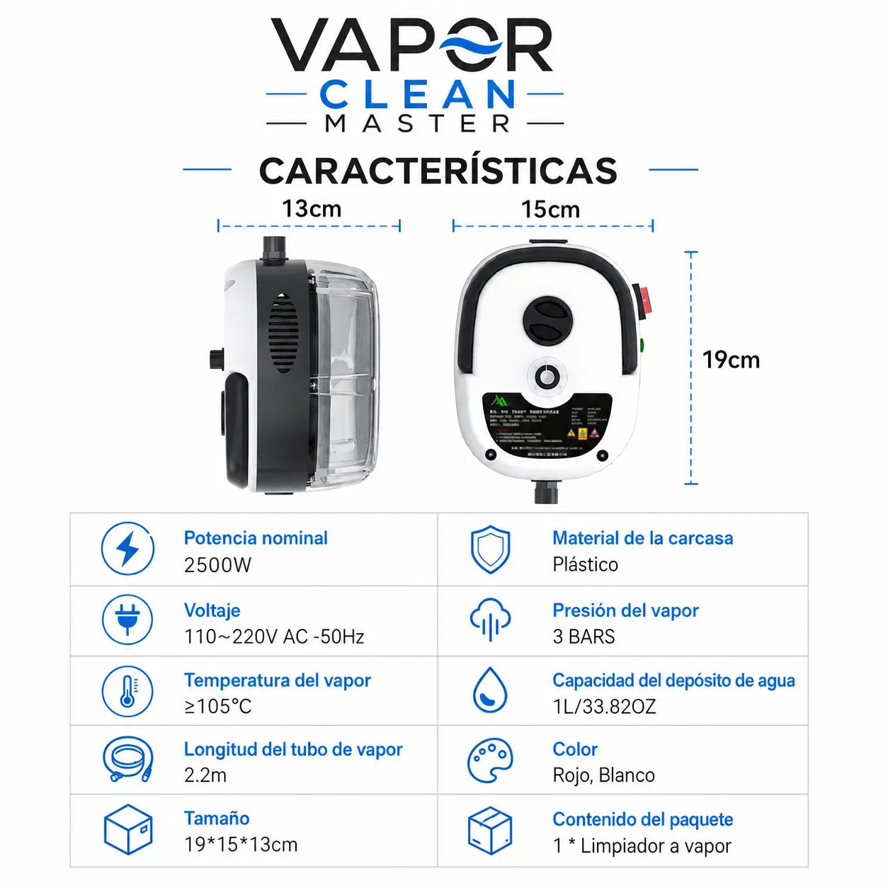 EQUIPO VAPOR CLEAN MASTER Limpieza profunda y eficiente para tu hogar y automóvil