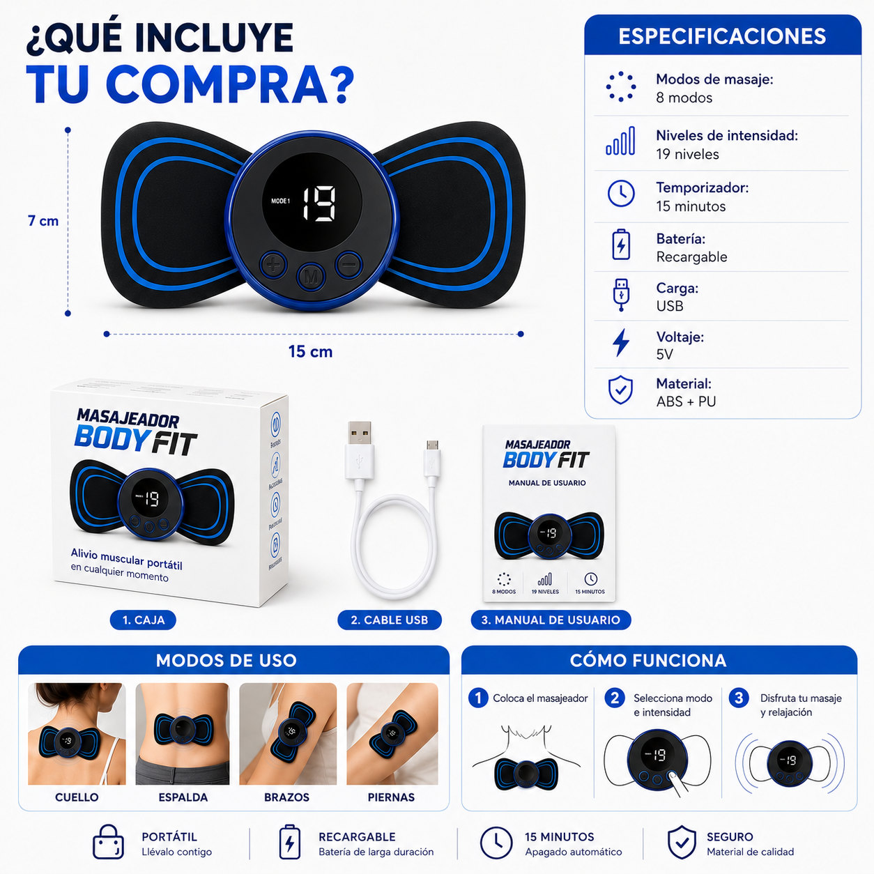 MASAJEADOR BODY FIT Alivio muscular portátil en cualquier momento