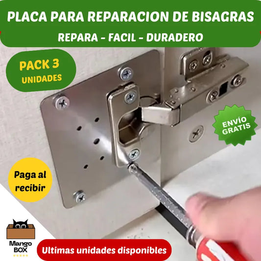 PACK 3 PLACAS PARA REPARACION DE BISAGRAS