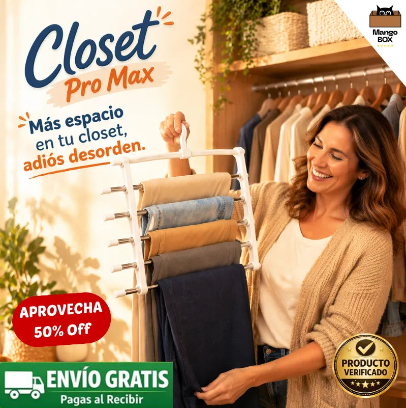 CLOSET PRO MAX™ Organiza más pantalones ocupando menos espacio en tu clóset