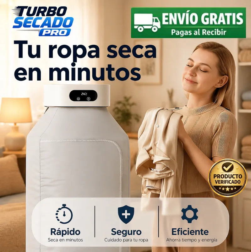 TURBO SECADO PRO™ Olvídate de la humedad y seca tu ropa en poco tiempo donde quieras
