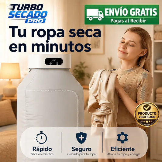 TURBO SECADO PRO™ Olvídate de la humedad y seca tu ropa en poco tiempo donde quieras