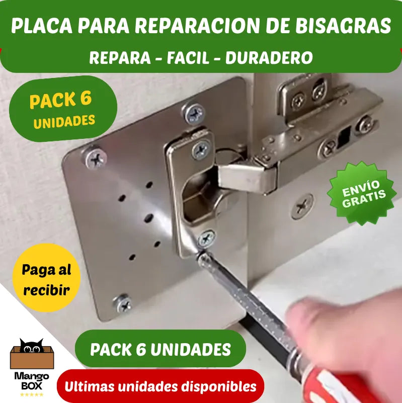 PLACAS DE REPARACION DE BISAGRAS (PACK 6 UNIDADES)