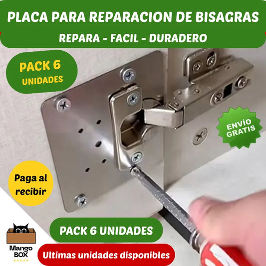 PLACAS DE REPARACION DE BISAGRAS (PACK 6 UNIDADES)