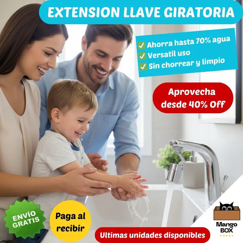 EXTENSION GIRATORIA PARA LAVAMANOS: práctica, higiénica y con ahorro de agua garantizado.