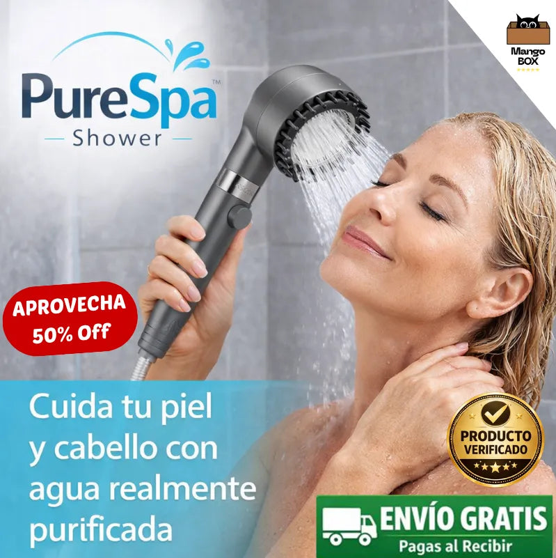 PURE SPA SHOWER™ Protege tu piel y cabello con agua purificada de verdad