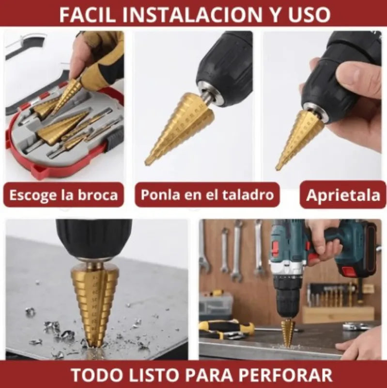 STEPCUT TITANIUM™ Ahorra tiempo perforando con precisión en segundos