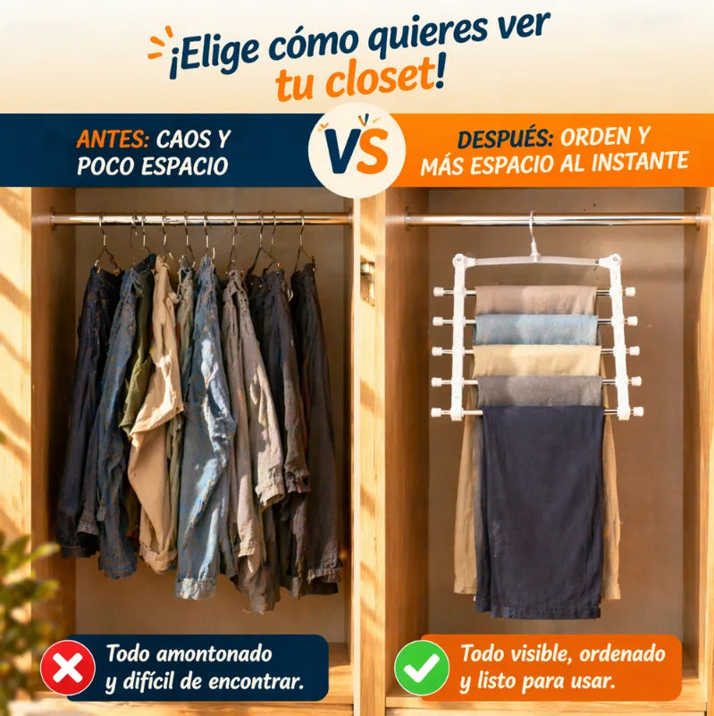 CLOSET PRO MAX™ Organiza más pantalones ocupando menos espacio en tu clóset