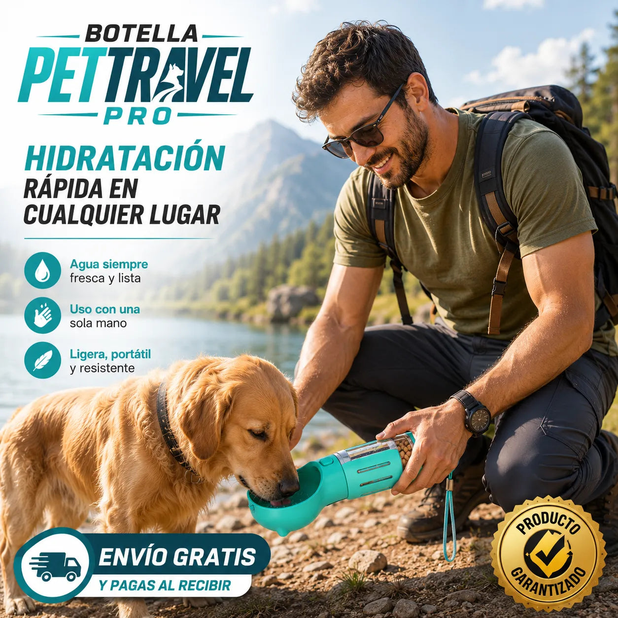 BOTELLA PETTRAVEL PRO Agua y comida siempre listas para tu perro en cada paseo