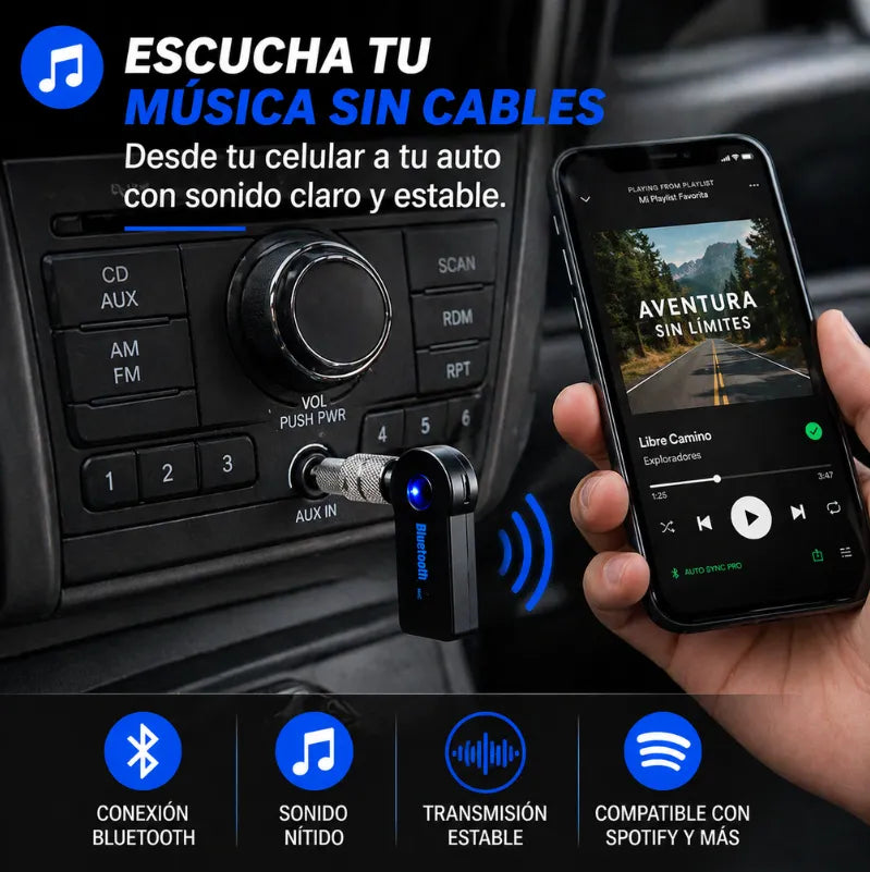 AUTO SYNC PRO™ Convierte tu radio antigua en Bluetooth sin cables.