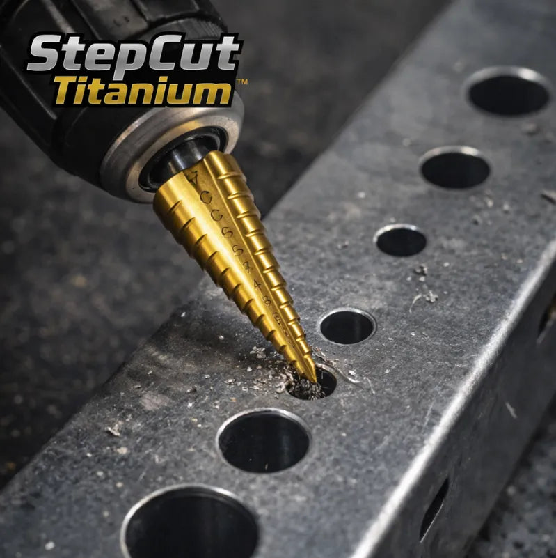 STEPCUT TITANIUM™ Ahorra tiempo perforando con precisión en segundos