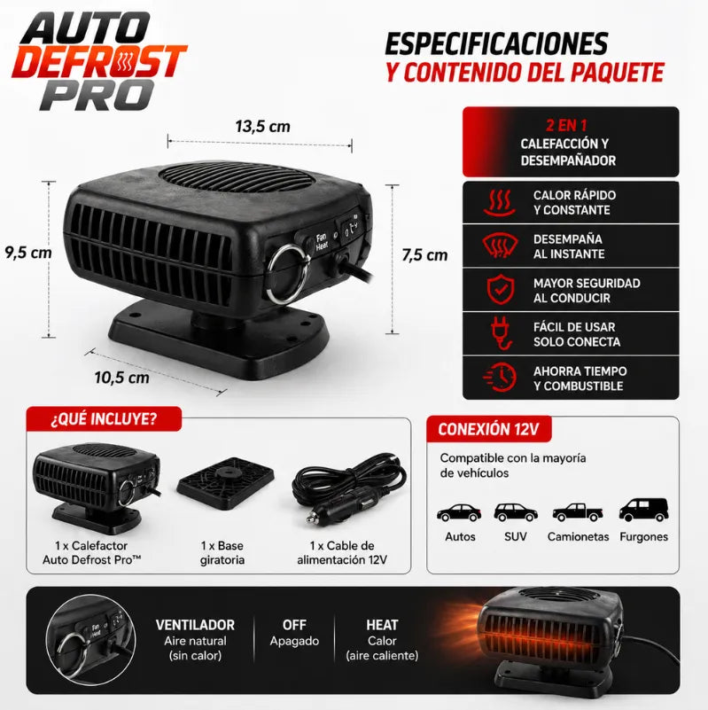 AUTO DEFROST PRO Desempaña y calienta tu auto al instante sin esperar