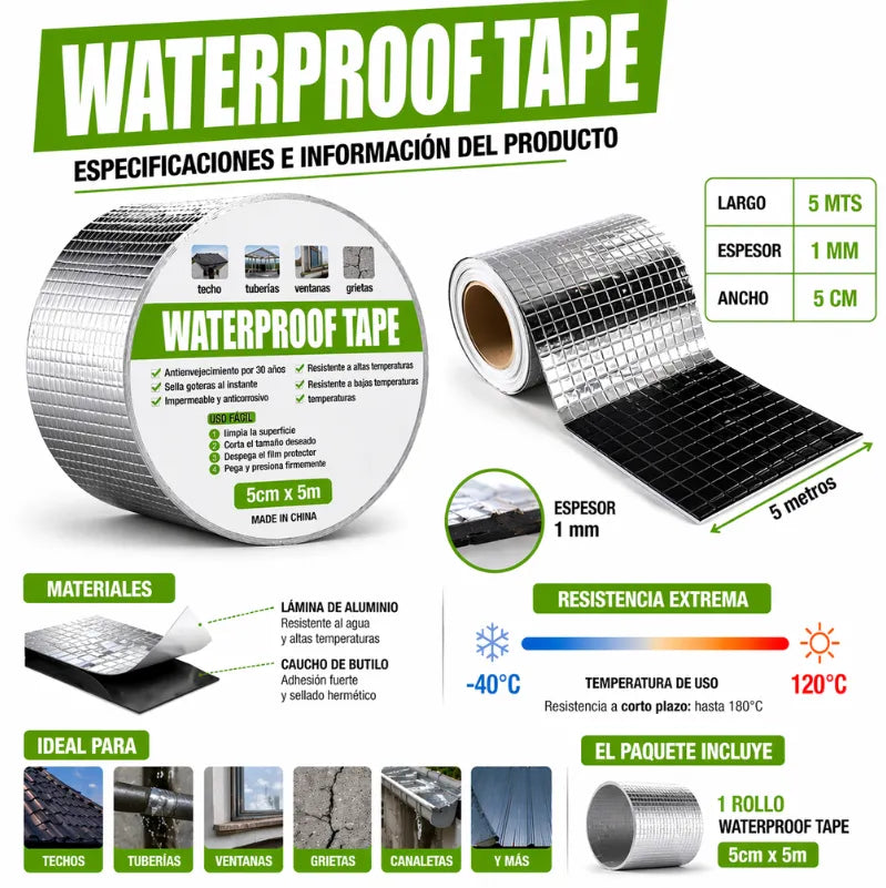 WATER PROOF TAPE Sella goteras al instante sin obras ni complicaciones