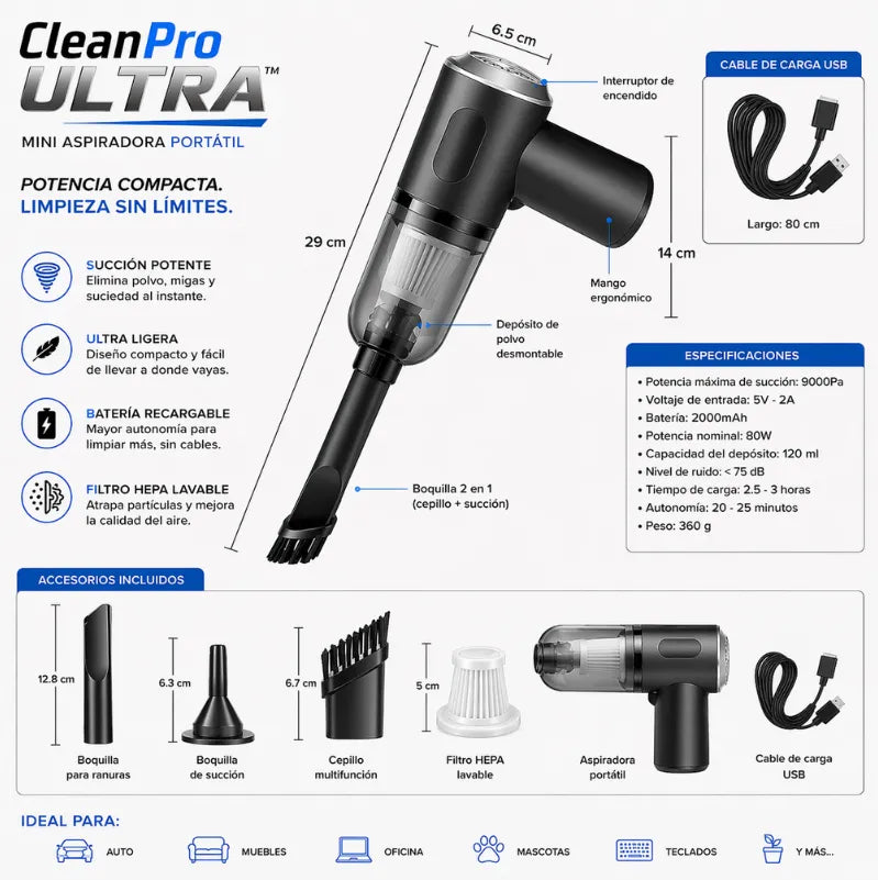 CLEAN PRO ULTRA™ Limpieza profunda en espacios difíciles para un hogar más sano