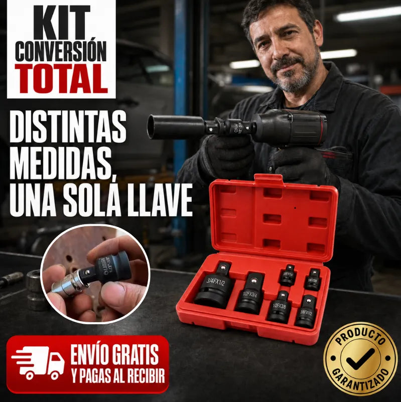 KIT CONVERSION TOTAL   Set de 6 adaptadores múltiples para tu llave de impacto