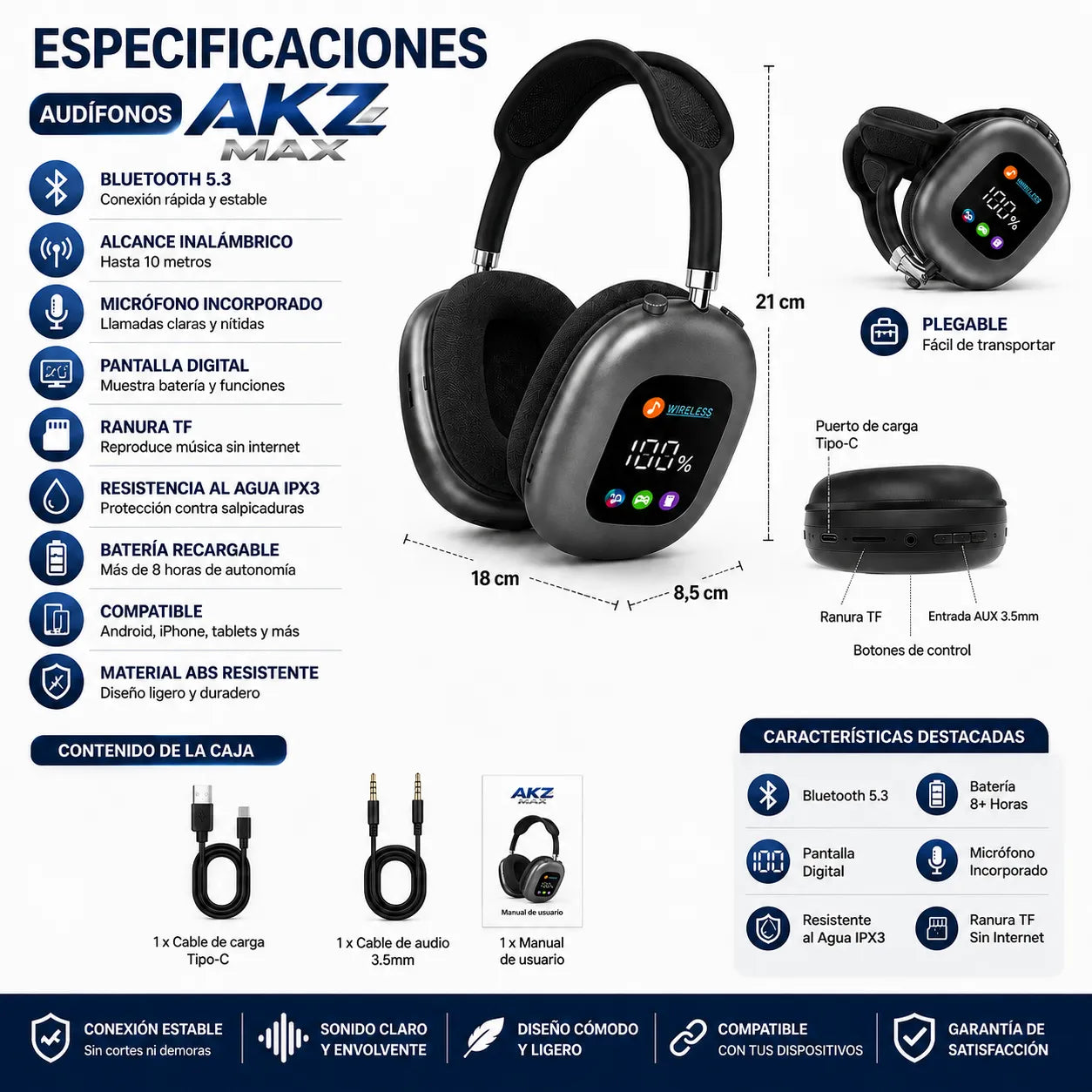 AUDIFONOS AKZ-MAX  Trabaja, llama y disfruta tu contenido donde estés