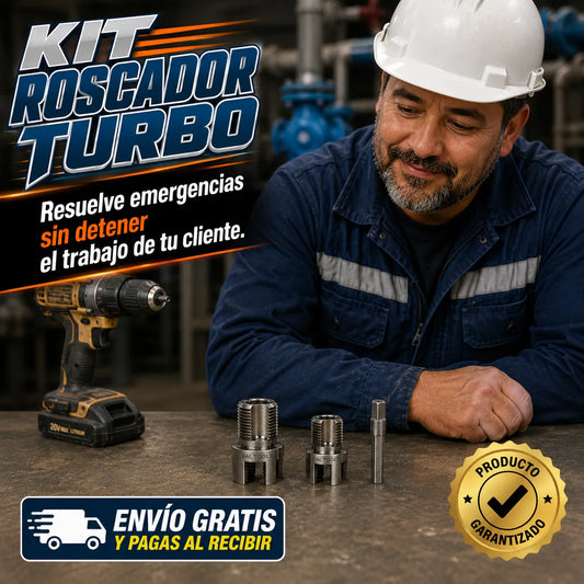 KIT ROSCADOR TURBO 1/2" y 3/4" - Resuelve emergencias de gasfitería en PVC y PPR sin detener el trabajo de tu cliente