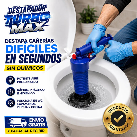 DESTAPADOR TURBO MAX™  Destapa cañerías difíciles en segundos sin químicos