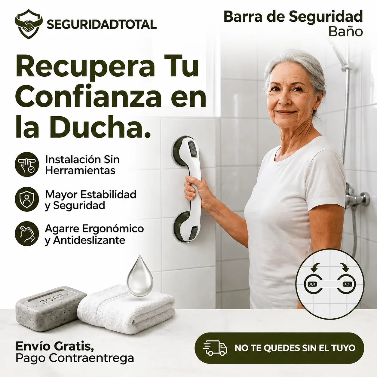 SOPORTE DE SEGURIDAD HELPING HANDLE™   Un punto de apoyo para tu baño
