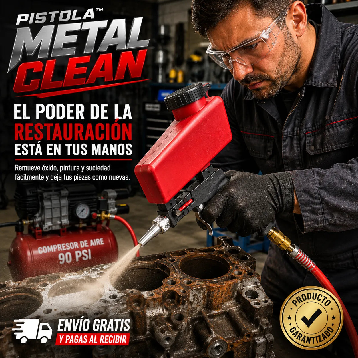 PISTOLA METALCLEAN™ Remueve oxido, restos de pintura y suciedad fácilmente