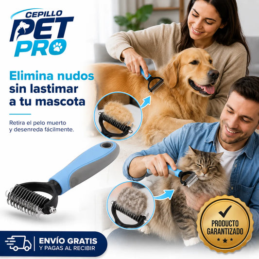 CEPILLO PET PRO elimina nudos de pelo de tu mascota, sin lastimarlo