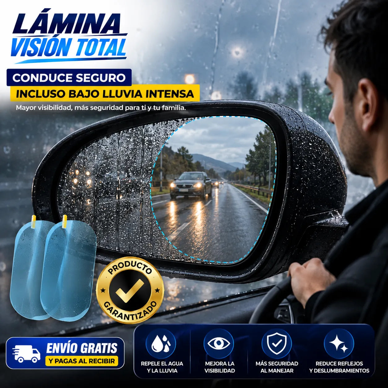 LAMINA VISION TOTAL   Mantén tus espejos visibles incluso bajo lluvia intensa
