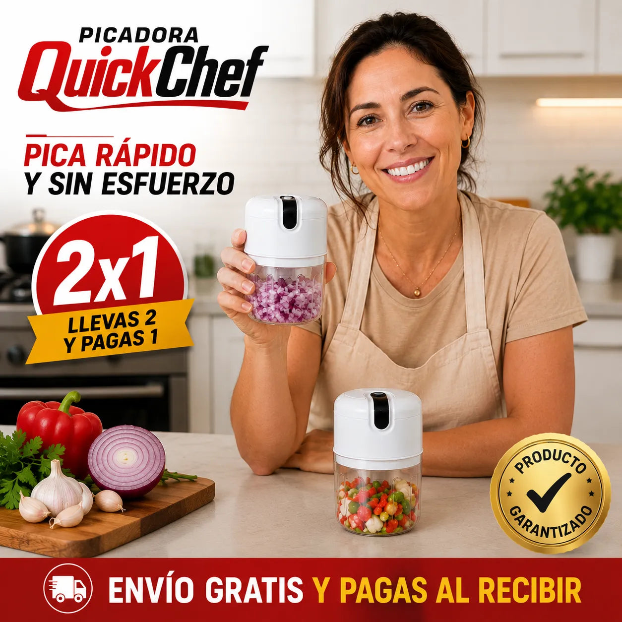 PICADORA QUICK CHEF  Pica tus ingredientes rápido y sin esfuerzo - APROVECHA LA OFERTA 2x1