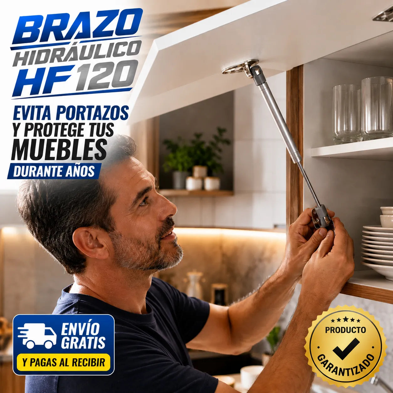 BRAZO HIDRAULICO HF 120   Evita portazos que dañan tus muebles y prolonga su vida útil