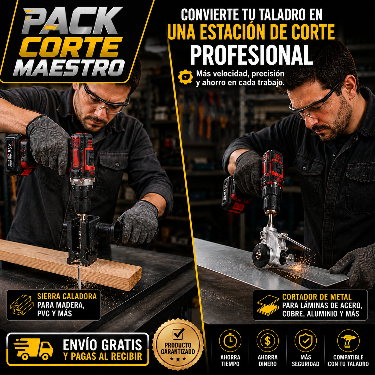 PACK CORTE MAESTRO Convierte tu taladro en una estación de corte rápida y precisa