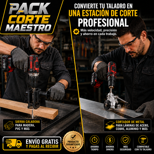 PACK CORTE MAESTRO Convierte tu taladro en una estación de corte rápida y precisa
