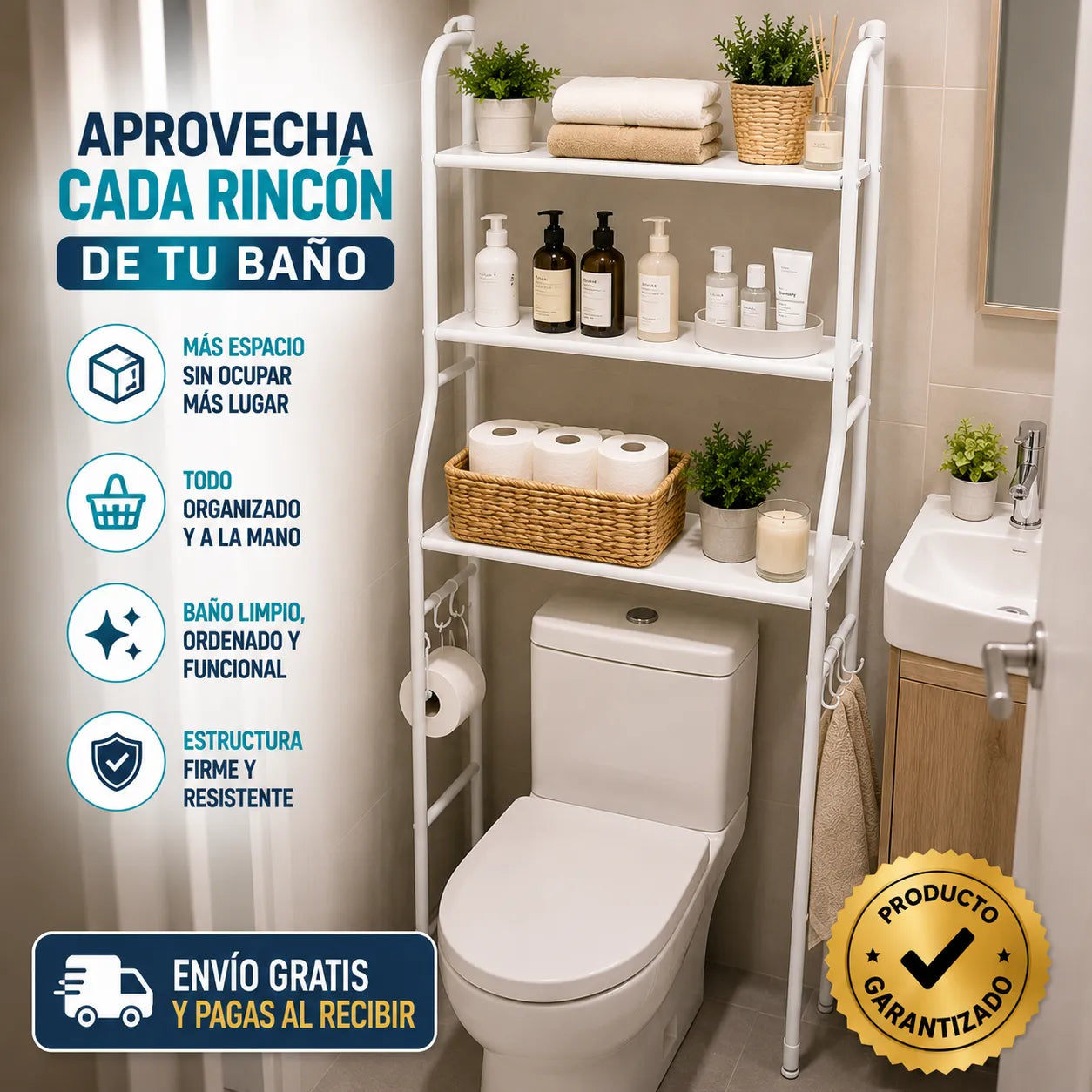 ESTANTERÍA HOGARPLUS - Más orden y espacio en baños pequeños