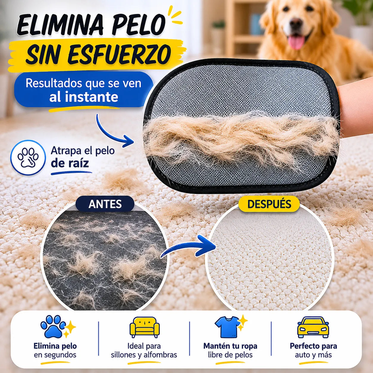 GUANTE PET CLEAN  Elimina pelo y masajea tu mascota al mismo tiempo