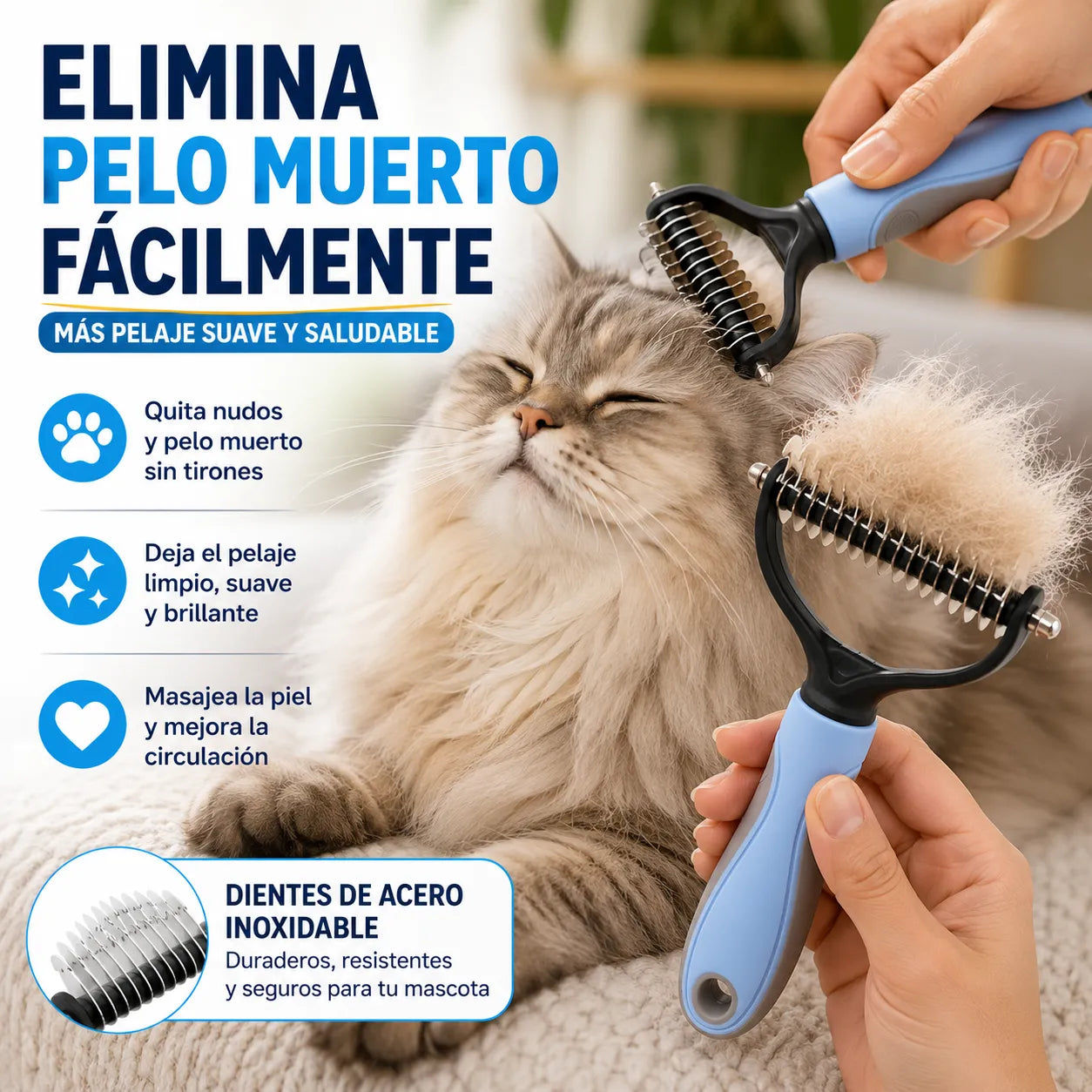 CEPILLO PET CARE  Remueve nudos de tu mascota sin causarle dolor