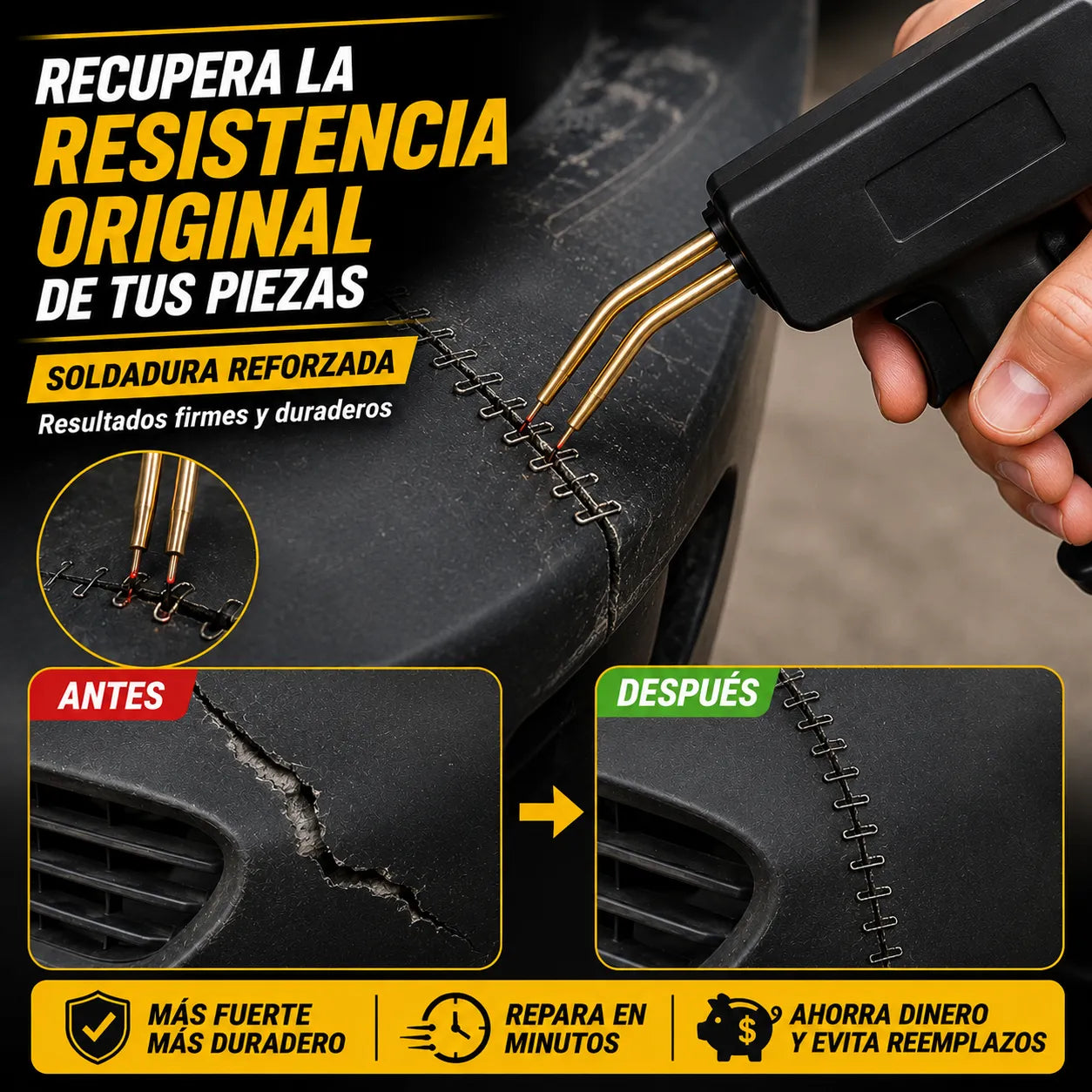 PISTOLA PLASTIC MAX™   Recupera piezas plásticas rotas sin reemplazarlas