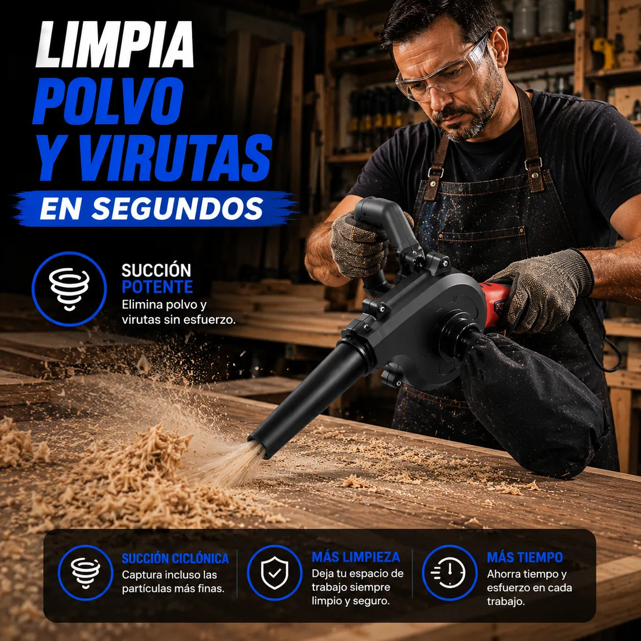 ADAPTADOR TURBO AIR  transforma tu esmeril en una potente aspiradora y sopladora profesional