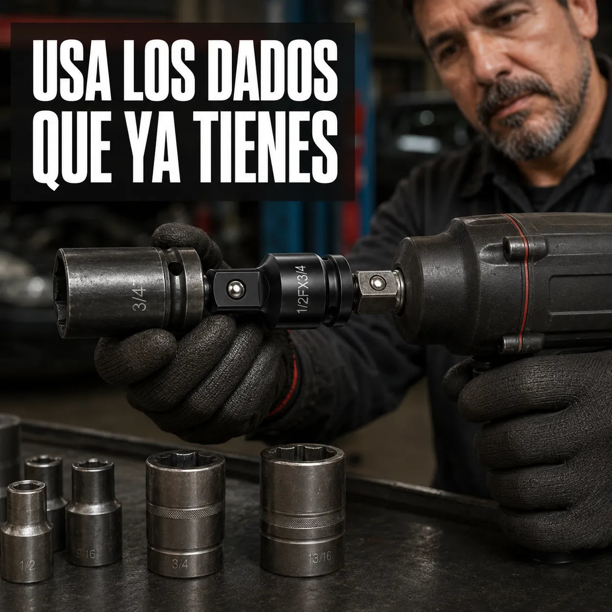 KIT CONVERSION TOTAL   Set de 6 adaptadores múltiples para tu llave de impacto