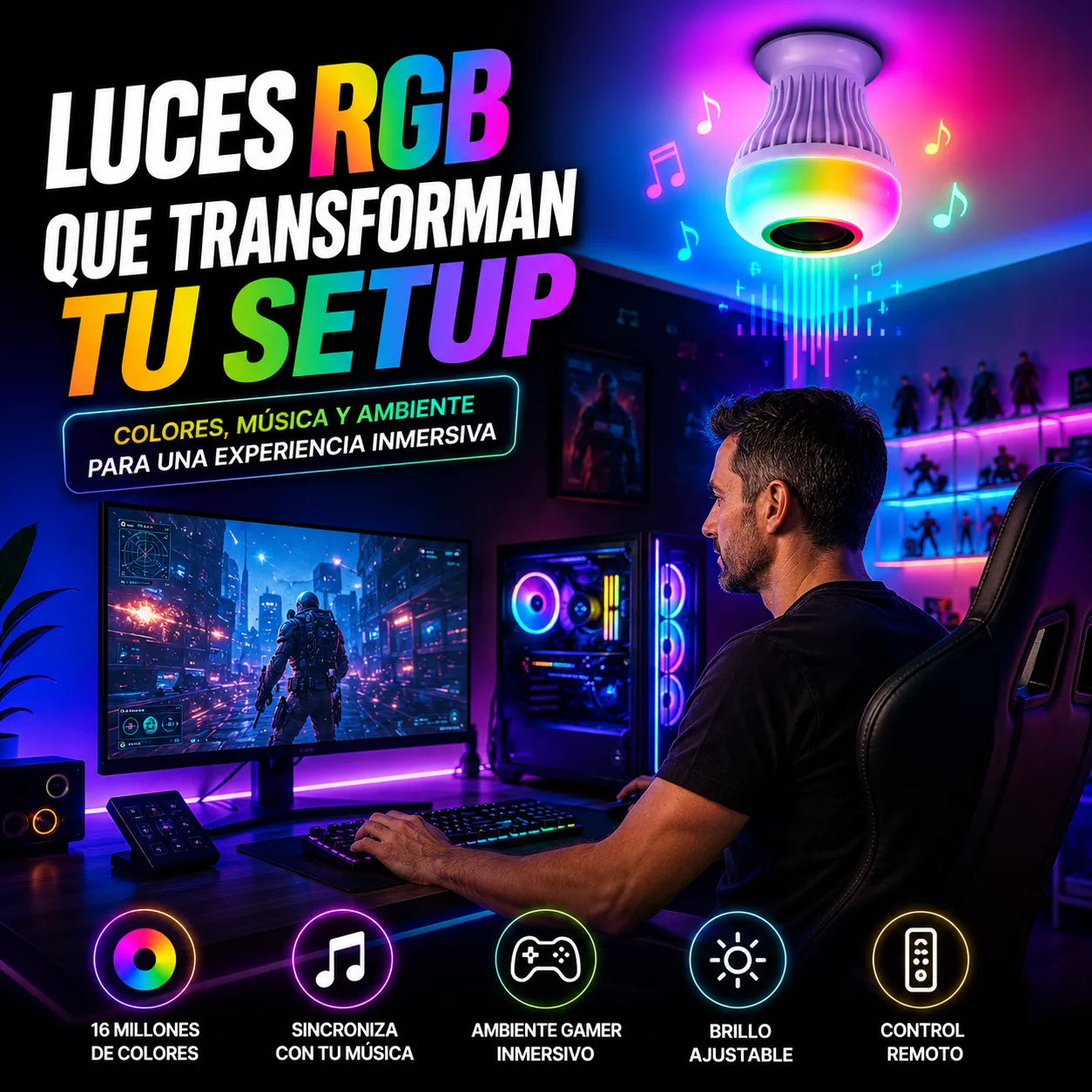 LUZ BLUETOOTH SONIC BEAT  Convierte cualquier espacio en una fiesta perfecta