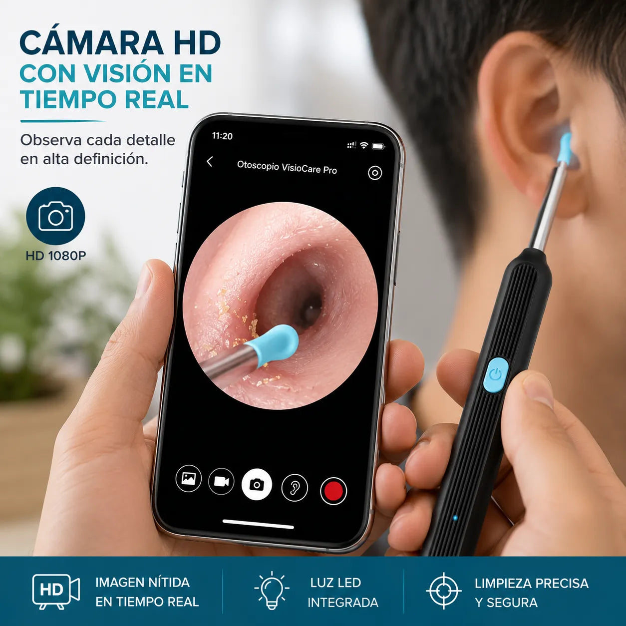 OTOSCOPIO VISIOCARE PRO   Observa y limpia tus oídos con mayor precisión desde tu celular