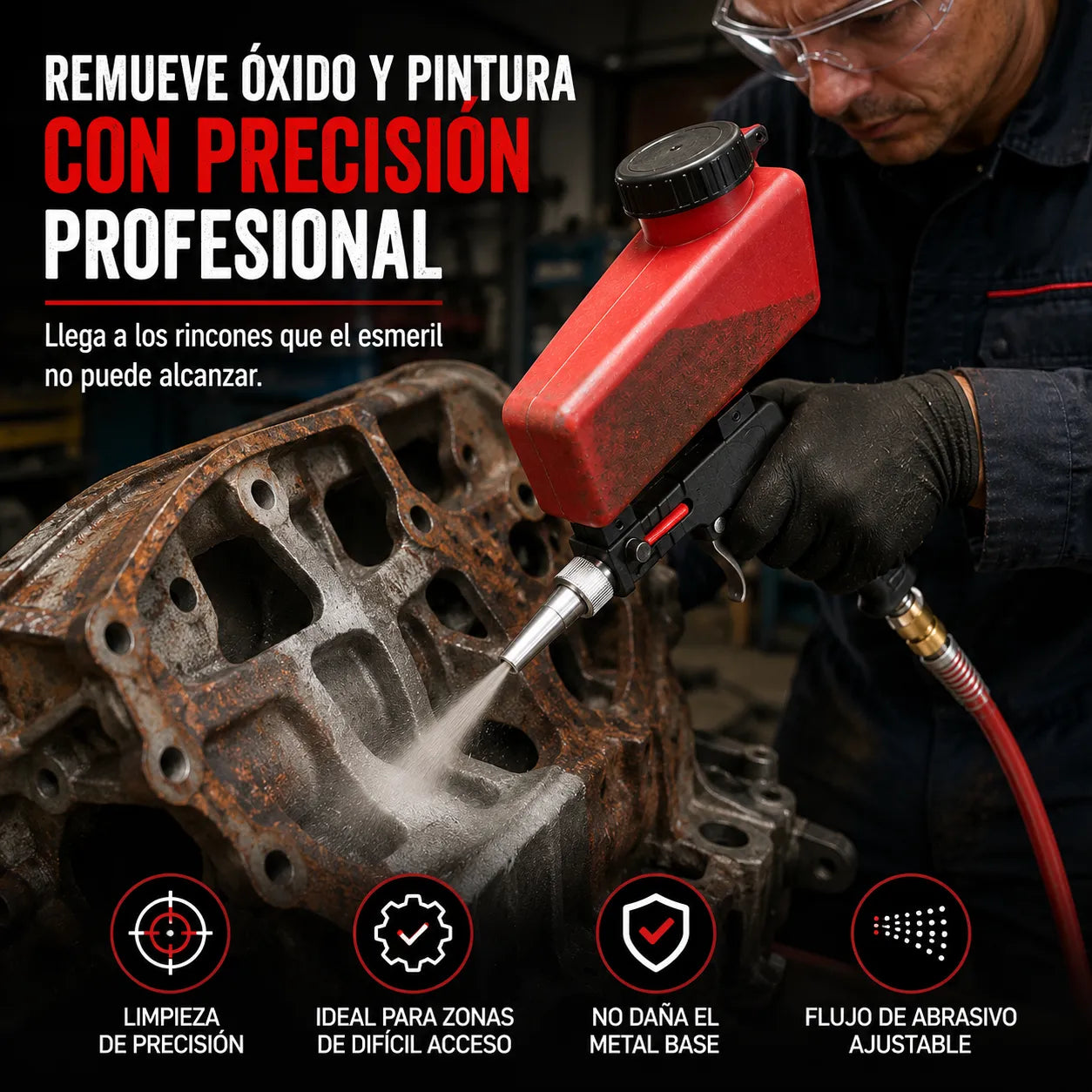 PISTOLA METALCLEAN™ Remueve oxido, restos de pintura y suciedad fácilmente