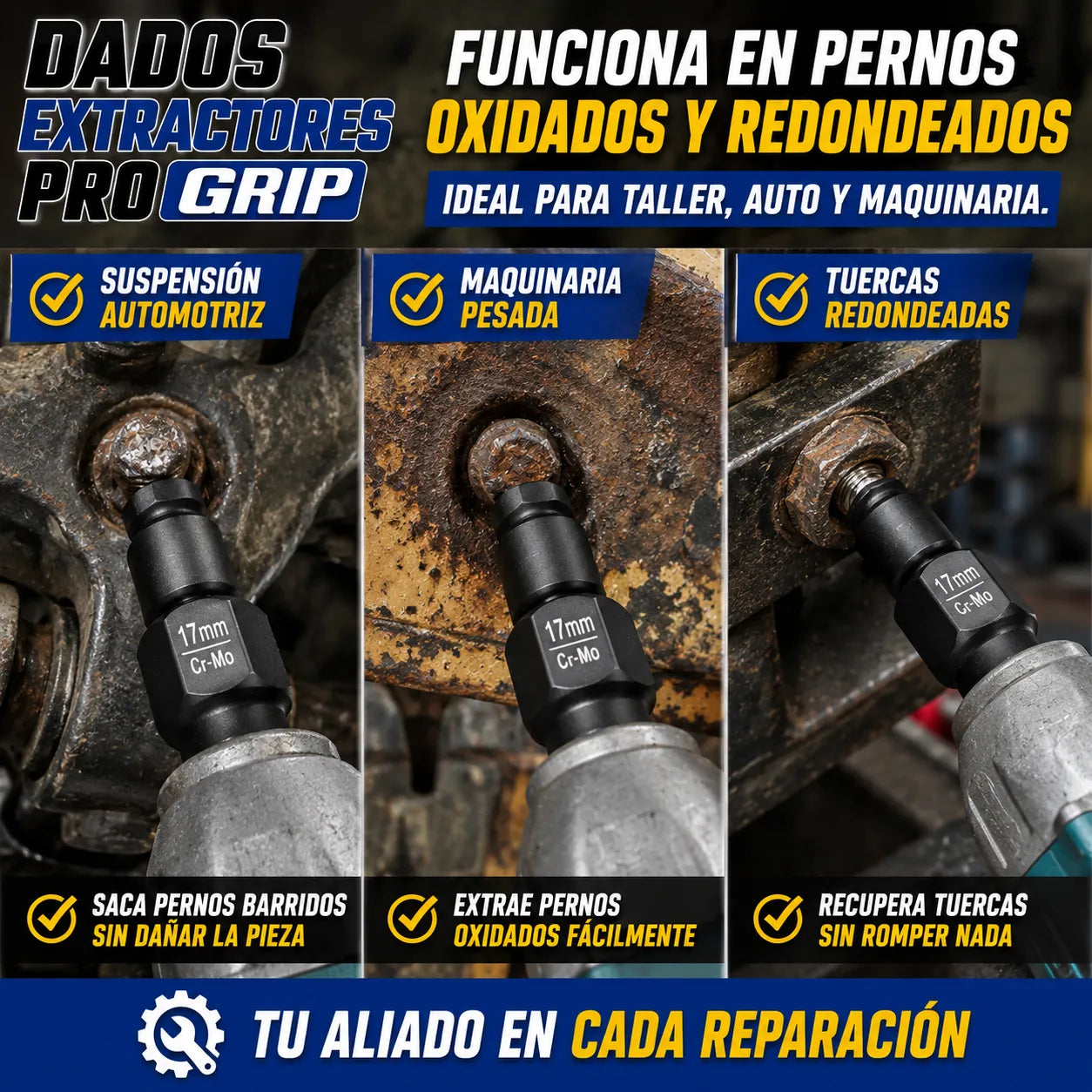 DADOS EXTRACTORES PRO GRIP   Saca pernos dañados de forma segura en segundos
