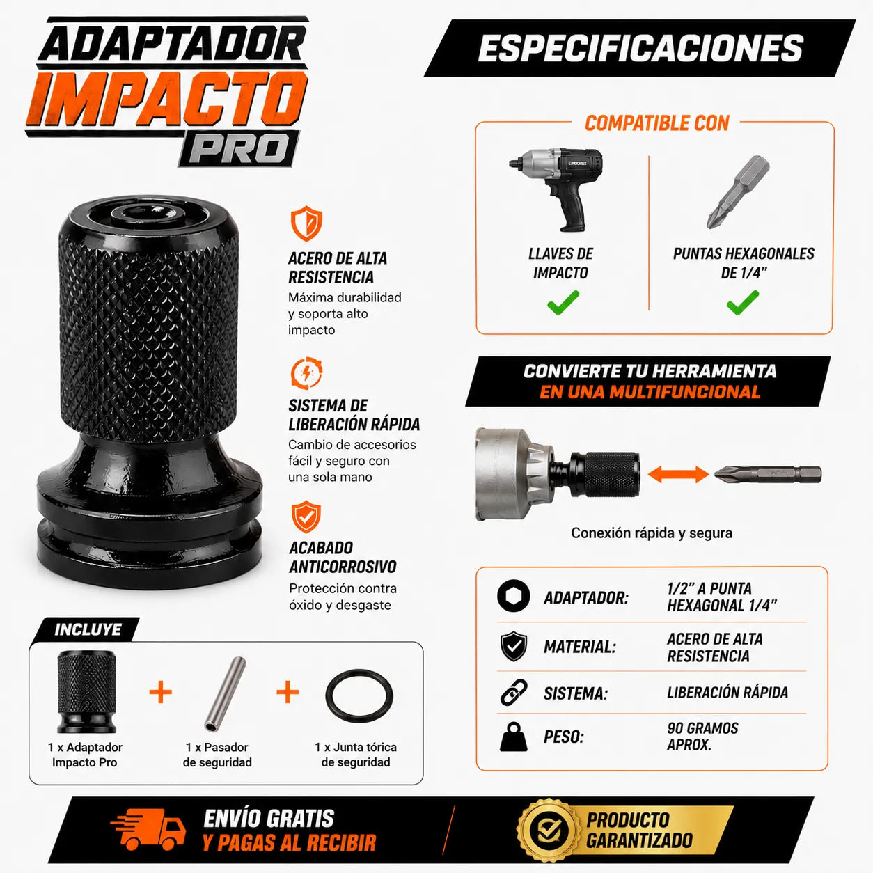 ADAPTADOR IMPACTO PRO   Convierte tu llave de impacto en una herramienta multifuncional