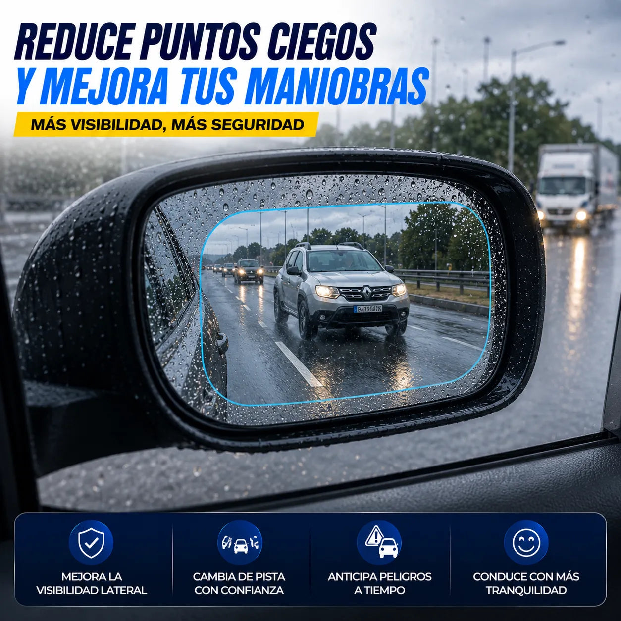 LAMINA VISION TOTAL   Mantén tus espejos visibles incluso bajo lluvia intensa