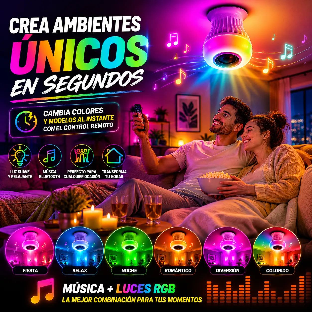 LUZ BLUETOOTH SONIC BEAT  Convierte cualquier espacio en una fiesta perfecta